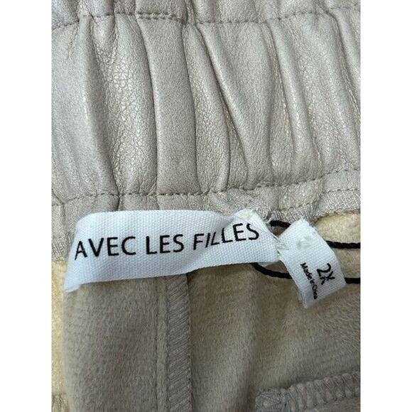 Avec Les Filles Faux Leather High Waisted Drawstring Light Gray 2X NWT - Picture 8 of 10